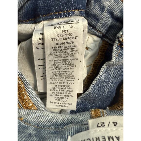 Good American Good Waist Denim High Rise Palazzo Crop Jeans Wide Leg Barrel Sz 4 - Picture 3 of 4